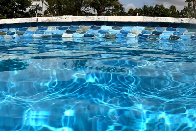 Kidney Pool with Wavey Mermaid Tile